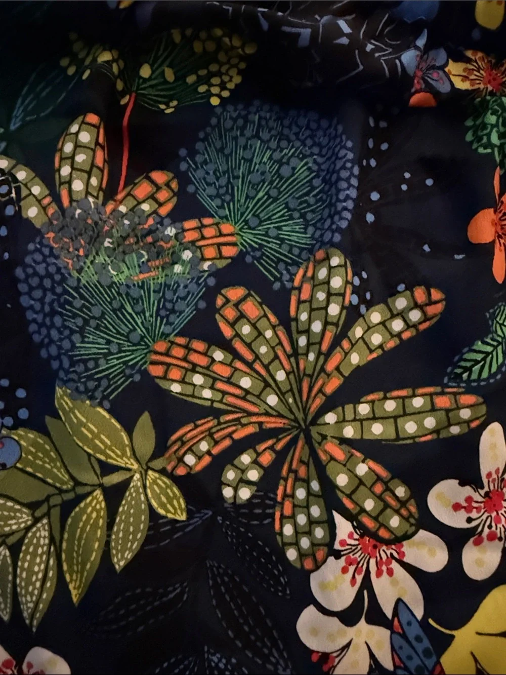 Loft Tropical Floral Print Skirt — Navy with Multi-Color Blooms - Picture 3 of 4